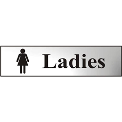 ASEC `Ladies` 200mm x 50mm Chrome Self Adhesive Sign