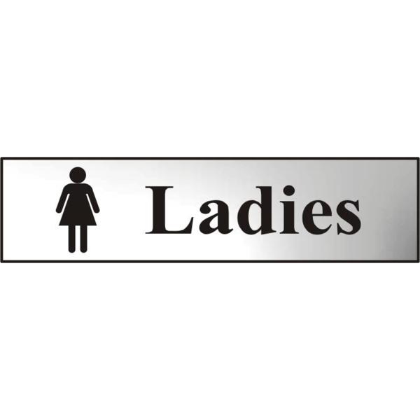 ASEC `Ladies` 200mm x 50mm Chrome Self Adhesive Sign