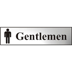 ASEC `Gentlemen` 200mm x 50mm Chrome Self Adhesive Sign