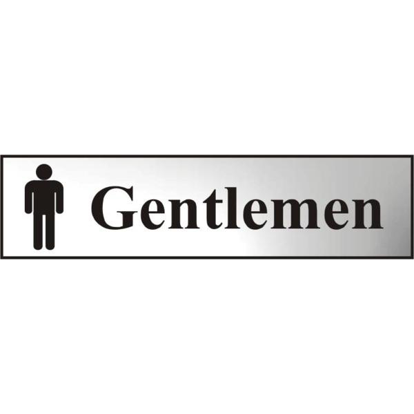 ASEC `Gentlemen` 200mm x 50mm Chrome Self Adhesive Sign