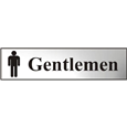 ASEC `Gentlemen` 200mm x 50mm Chrome Self Adhesive Sign