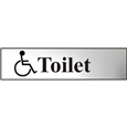 ASEC `Disabled Toilet` 200mm x 50mm Chrome Self Adhesive Sign