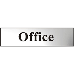ASEC `Office` 200mm x 50mm Chrome Self Adhesive Sign
