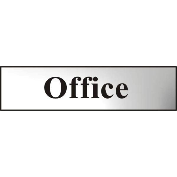 ASEC `Office` 200mm x 50mm Chrome Self Adhesive Sign