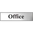 ASEC `Office` 200mm x 50mm Chrome Self Adhesive Sign