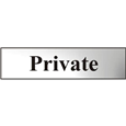ASEC `Private` 200mm x 50mm Chrome Self Adhesive Sign