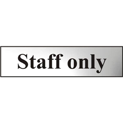 ASEC `Staff Only` 200mm x 50mm Chrome Self Adhesive Sign