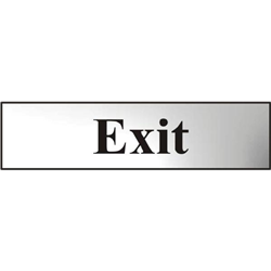 ASEC `Exit` 200mm x 50mm Chrome Self Adhesive Sign
