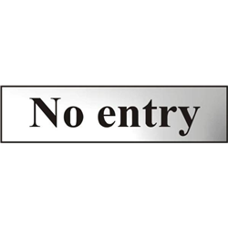 ASEC `No Entry` 200mm x 50mm Chrome Self Adhesive Sign