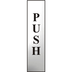 ASEC `Push` 200mm x 50mm Chrome Self Adhesive Sign