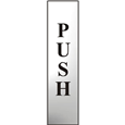 ASEC `Push` 200mm x 50mm Chrome Self Adhesive Sign