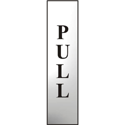 ASEC `Pull` 200mm x 50mm Chrome Self Adhesive Sign