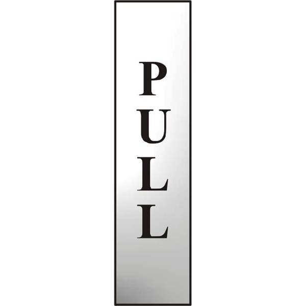 ASEC `Pull` 200mm x 50mm Chrome Self Adhesive Sign