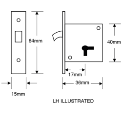 ASEC 85 4 Lever Mortice Cupboard Hooklock