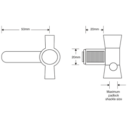 ASEC 20mm Latchlock Straight Cam To Accept Padlock