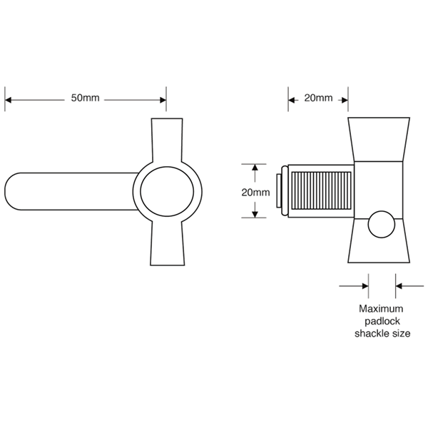 ASEC 20mm Latchlock Straight Cam To Accept Padlock