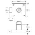 ASEC Deadbolt Furniture Lock Square Plate