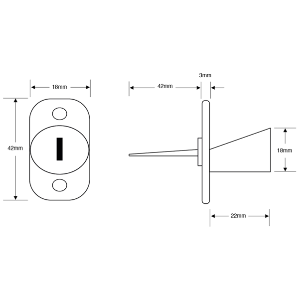 ASEC Twin Flange Fix Furniture Pedestal Lock