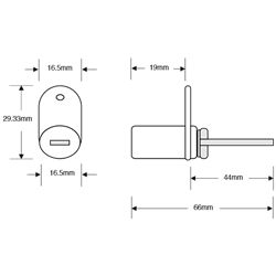 ASEC Single Flange Fix Furniture Pedestal Lock