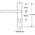 ASEC 92 Lever/Lever UPVC Furniture - 240mm Backplate