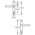 ASEC 92 Lever/Lever UPVC Furniture - 240mm Backplate