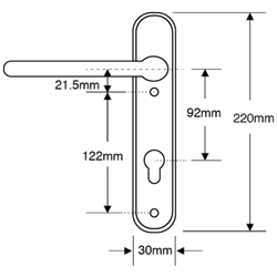 ASEC 92 Lever/Lever UPVC Furniture - 220mm Backplate