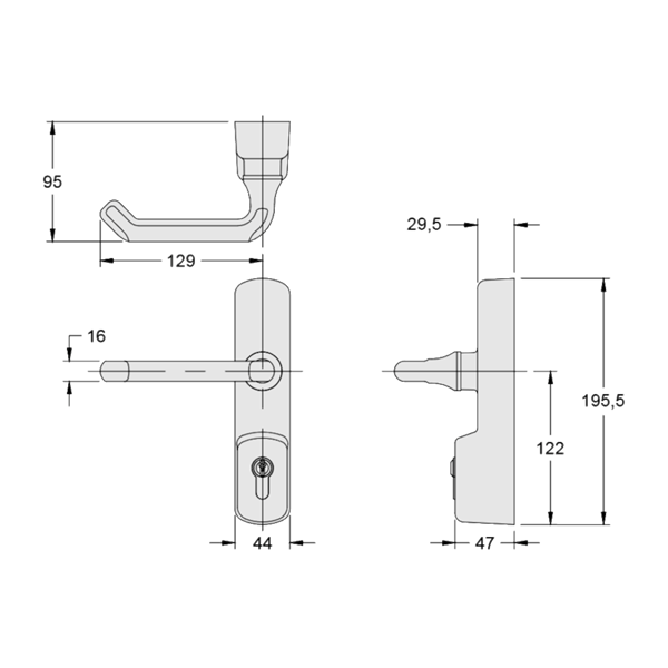 EXIDOR 500 Euro Lever Operated UPVC Door Exit Device