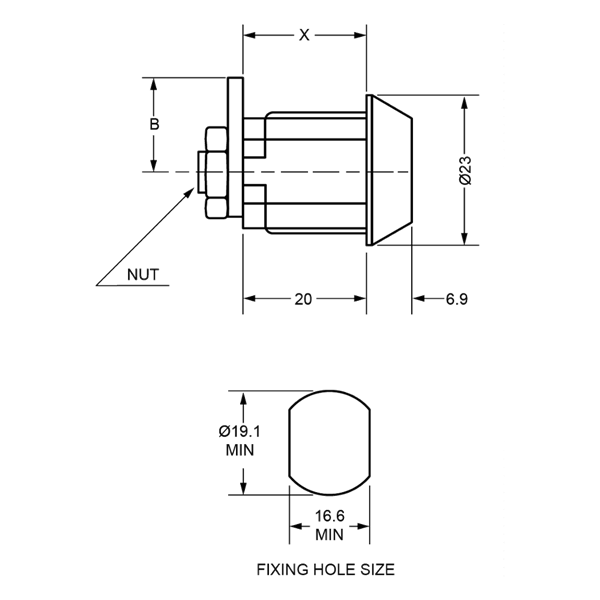 L&F 2106 Nut Fix 20mm Camlock
