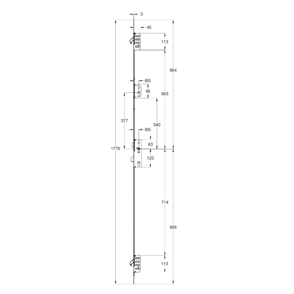 WINKHAUS Cobra Short Lever Operated Latch & Deadbolt Split Spindle & Lockout - 2 Hook