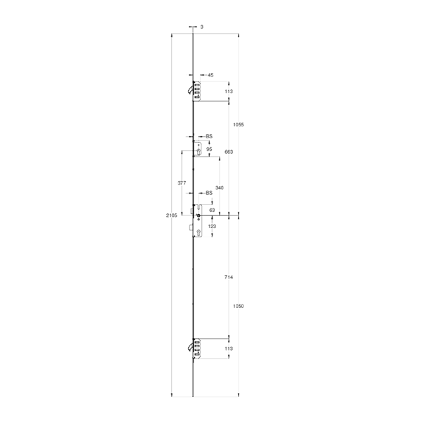 WINKHAUS Cobra Long Lever Operated Latch & Deadbolt Split Spindle - 2 Hook & Lockout