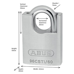 ABUS Titalium 96TICS Series Closed Shackle Padlock