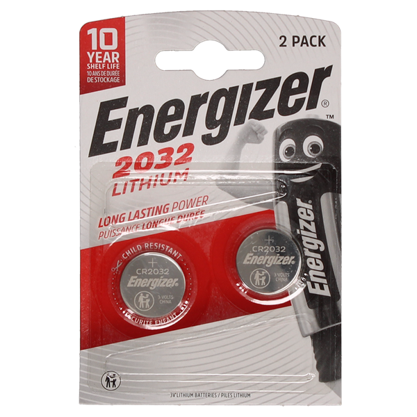 ENERGIZER CR2032 3V Lithium Coin Cell Battery - Twin Pack