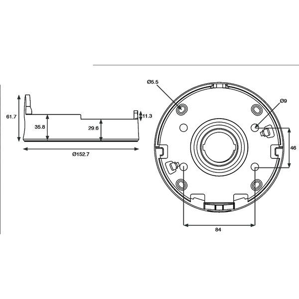 GENIE Junction Box To Suit Genie AHD Vandal Resistant Varifocal Dome Camera