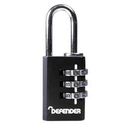 DEFENDER Black Diecast Combination Padlock