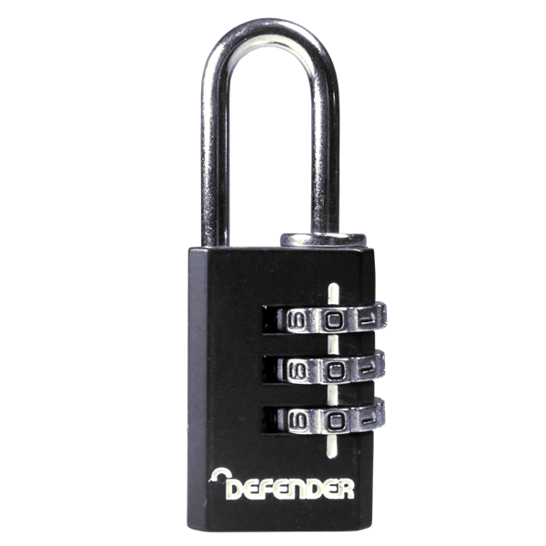 DEFENDER Black Diecast Combination Padlock