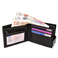 BEE-SECURE Black Leather Bifold RFID Wallet With Coin Purse