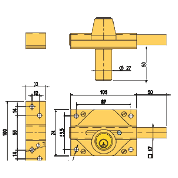 LINCE Rim Deadlock 3932 Keyed Both Sides