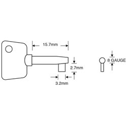 ASEC TS7537 Shaw Window Key