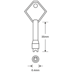 ASEC TS7452 Die cast Diamond Shape Window Key
