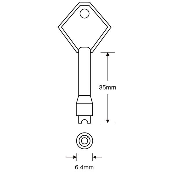 ASEC TS7452 Die cast Diamond Shape Window Key