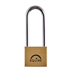 SQUIRE Lion Brass Long Shackle Padlock with Stainless Steel Shackle