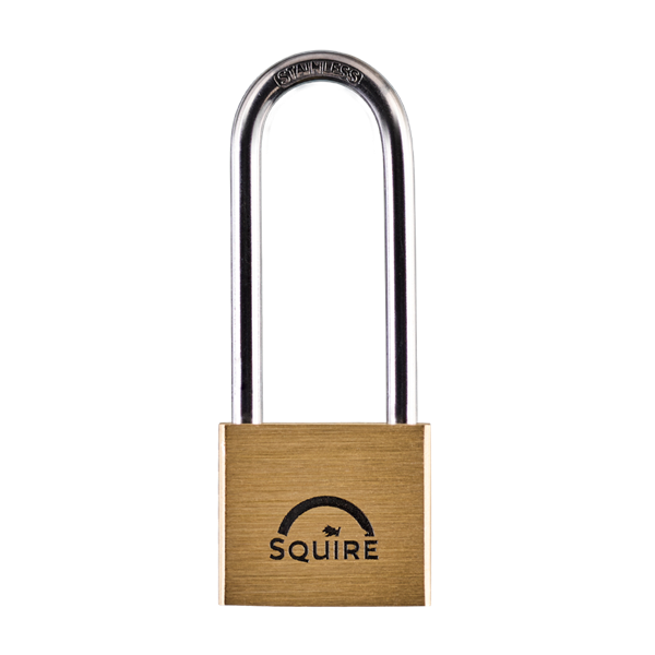 SQUIRE Lion Brass Long Shackle Padlock with Stainless Steel Shackle