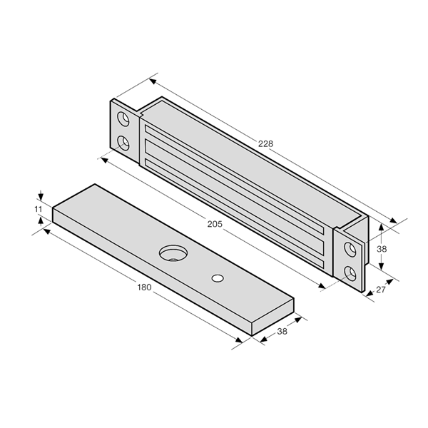 ASEC Mini Mortice Magnet - Monitored