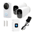 AMALOCK DB811/DB821 Wireless Doorbell & Chime Kit With 2 x CAM400 Camera's, Battery Charger And Rechargeable Batteries