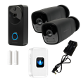 AMALOCK DB811/DB821 Wireless Doorbell & Chime Kit With 2 x CAM400 Camera's, Battery Charger And Rechargeable Batteries