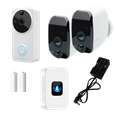 AMALOCK DB801 Wireless Doorbell & Chime Kit With 2 x White CAM200A Camera, Battery Charger And Rechargeable Batteries