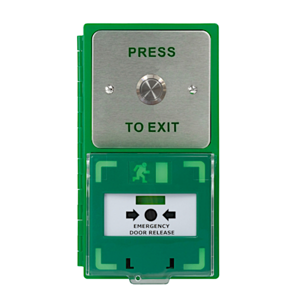 ICS Dual Unit MCP110 Call Point With 19mm Stainless Steel Exit Button