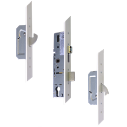 ERA Trimlock Lever Operated Latch & Deadbolt Split Spindle With 2 Hooks & 44mm White Faceplate