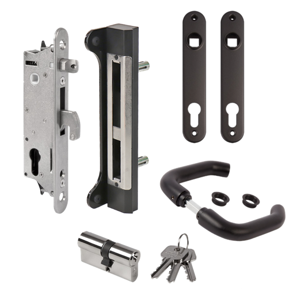 LOCINOX Gatelock Fortylock Insert Set with Keep For 40mm Box Section Black