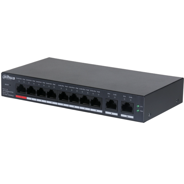 DAHUA Network Switch 10 Ports (8 x PoE) Cloud Management Via Dolynk CS4010-8ET-110